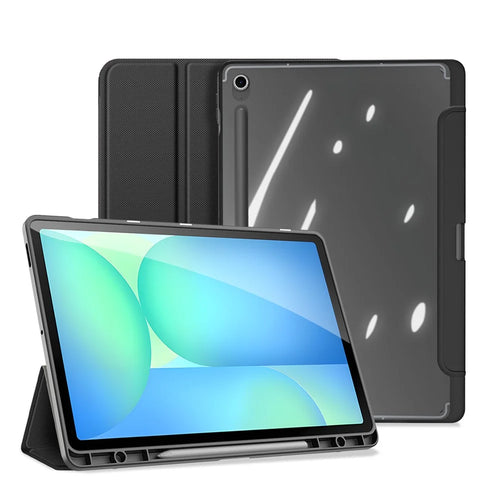 DUX DUCIS For Samsung Galaxy Tab S10 FE+ Case  TOBY Series Tri-fold Stand PU Leather Tablet Cover - Black - 1
