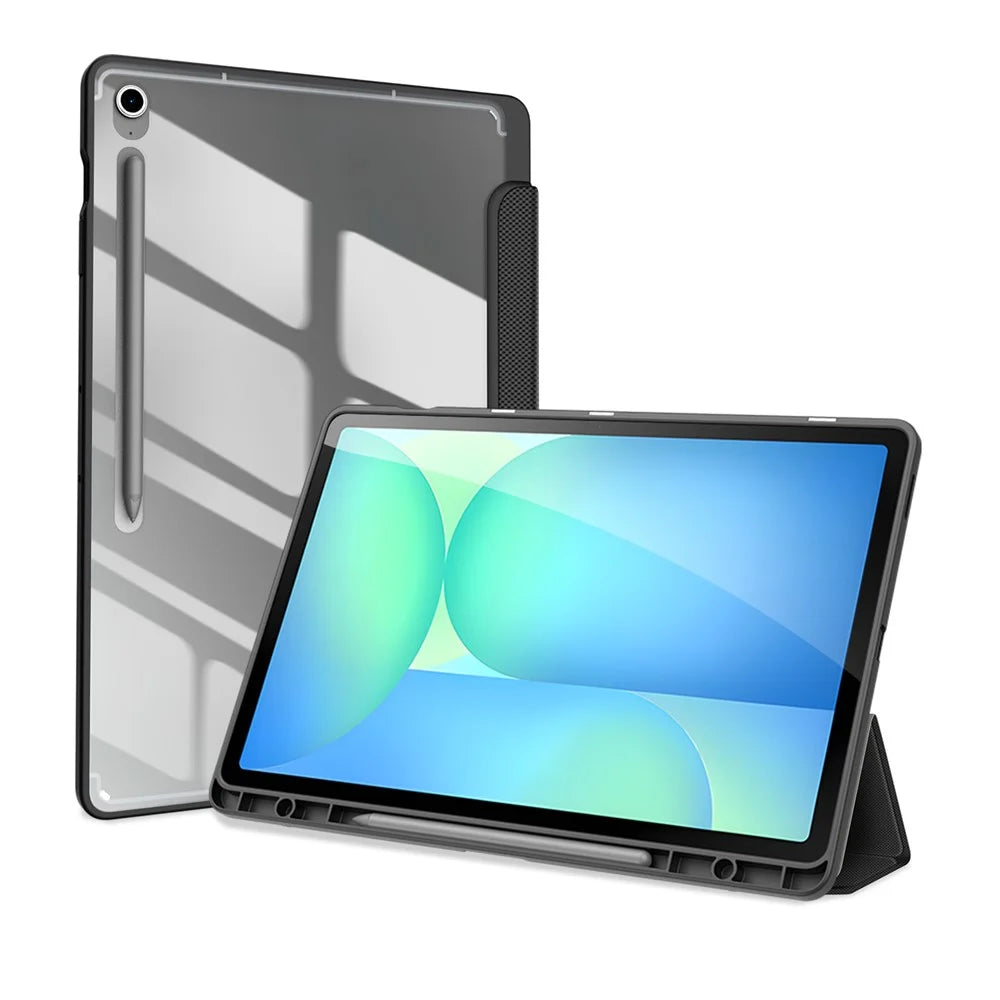 DUX DUCIS For Samsung Galaxy Tab S10 FE+ Case  TOBY Series Tri-fold Stand PU Leather Tablet Cover - Black - 3