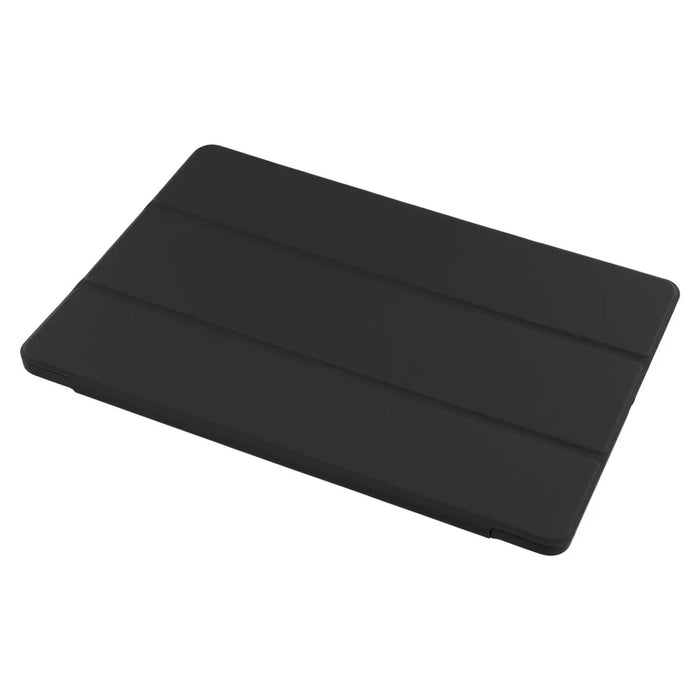 For Samsung Galaxy Tab S10 FE+ Case Skin-Touch Tri-Fold Stand PU Leather TPU Acrylic Clear Tablet Cover - Black - 6