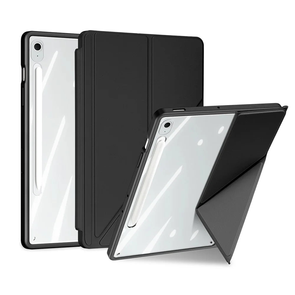 DUX DUCIS For Samsung Galaxy Tab S10 FE+ Case  Magi Series Detachable Origami Stand Leather+PC+TPU Clear Back Cover - Black - 1