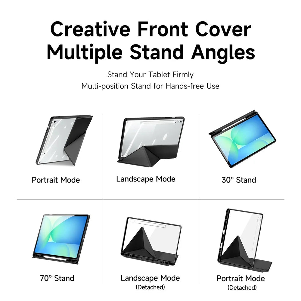 DUX DUCIS For Samsung Galaxy Tab S10 FE+ Case  Magi Series Detachable Origami Stand Leather+PC+TPU Clear Back Cover - Black - 4