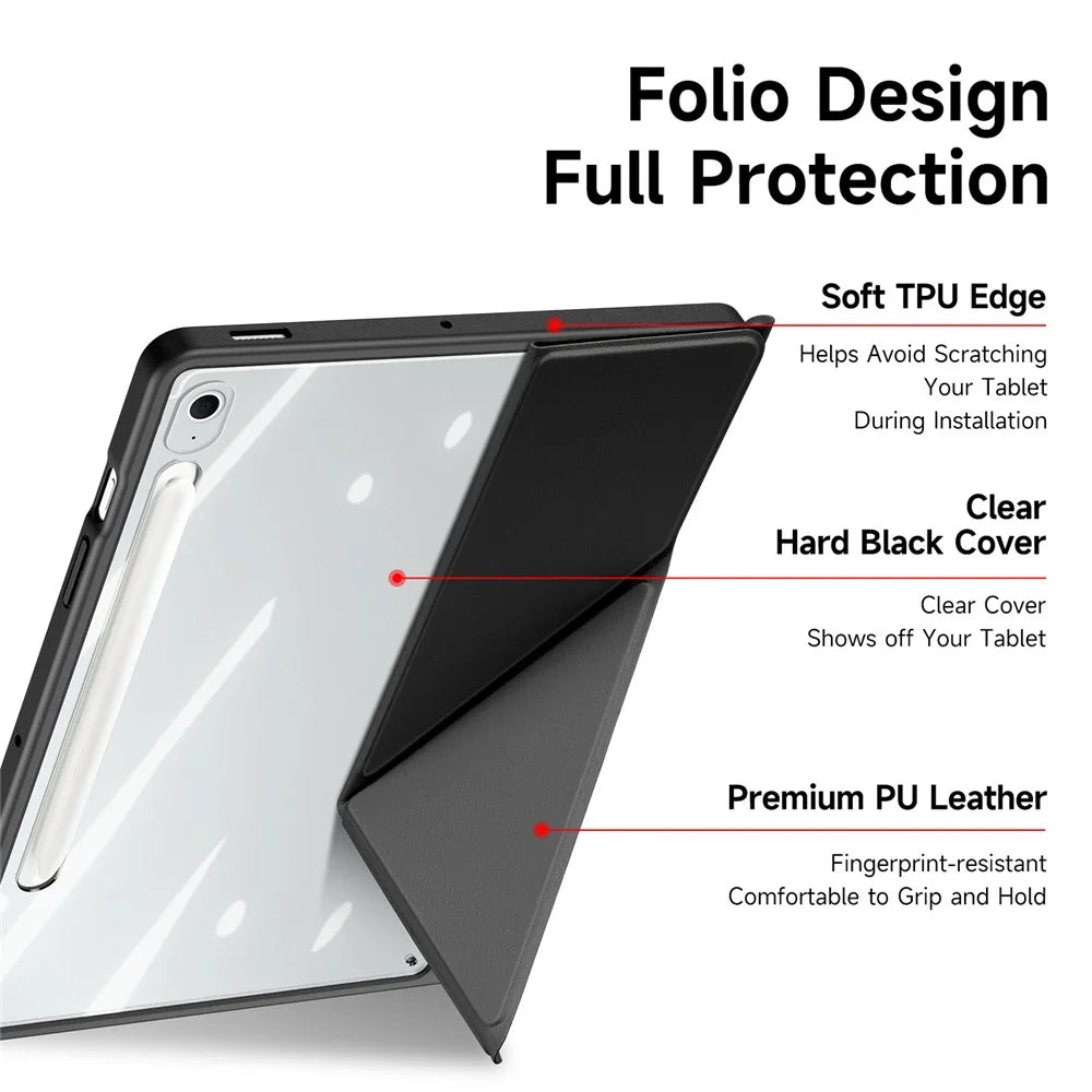DUX DUCIS For Samsung Galaxy Tab S10 FE+ Case  Magi Series Detachable Origami Stand Leather+PC+TPU Clear Back Cover - Black - 5
