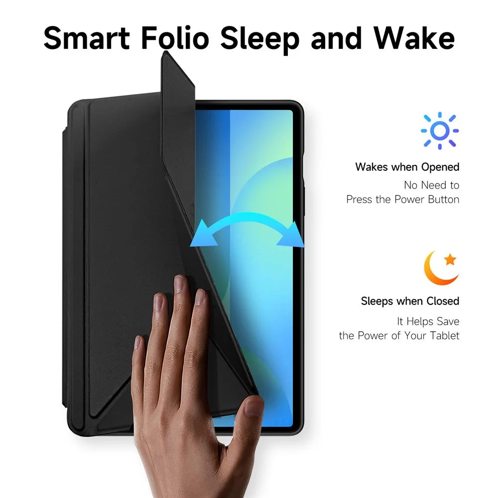 DUX DUCIS For Samsung Galaxy Tab S10 FE+ Case  Magi Series Detachable Origami Stand Leather+PC+TPU Clear Back Cover - Black - 7