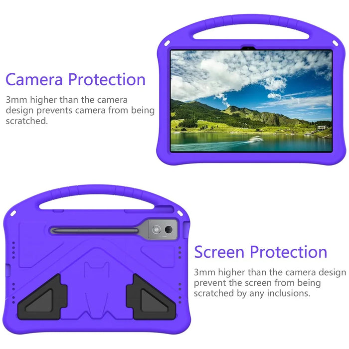 For Lenovo Idea Tab Pro (TB-373FU) Case EVA Tablet Cover with Handle Kickstand Children Friendly - Purple - 3