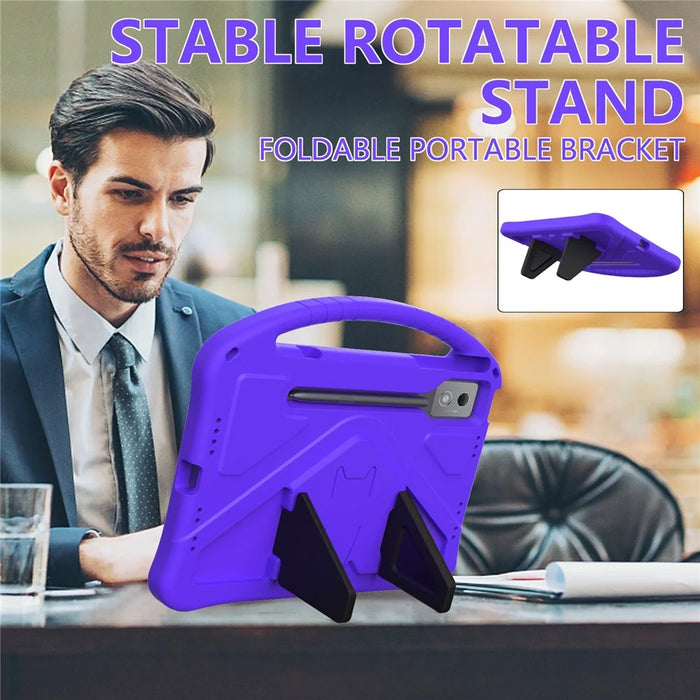 For Lenovo Idea Tab Pro (TB-373FU) Case EVA Tablet Cover with Handle Kickstand Children Friendly - Purple - 6