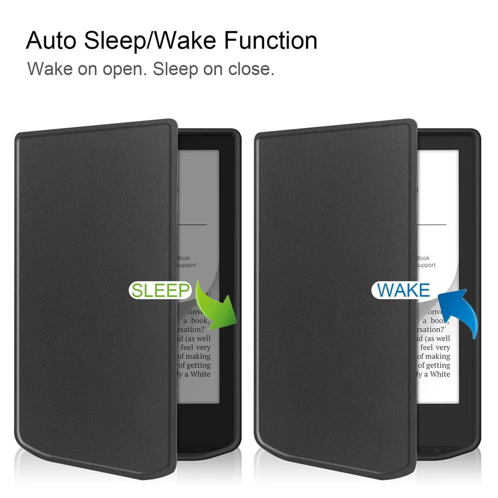 PU Leather + TPU Case For Pocketbook Verse Lite  /  Verse Pro PB634  /  Verse PB629 E-Reader Cover Auto Wake  /  Sleep - Black - 2