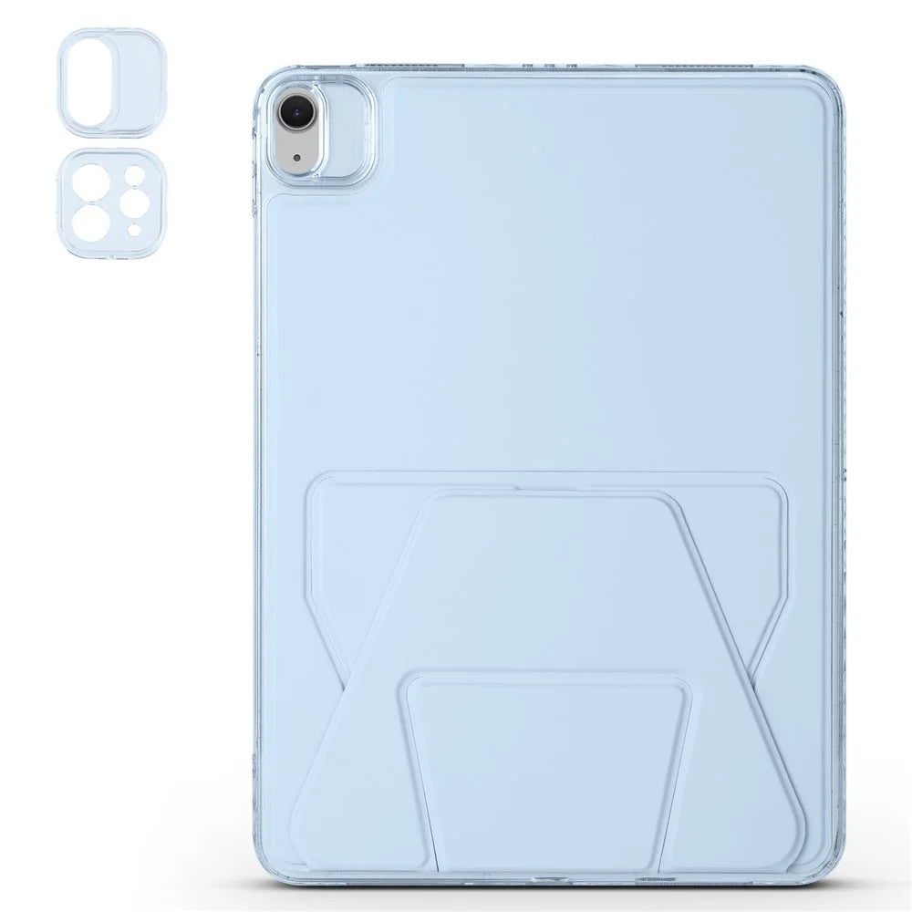 For iPad Air 13 (2026) / (2025) / (2024) Case TPU PU Leather Kickstand Tablet Cover with Lens Frames - Blue - 1