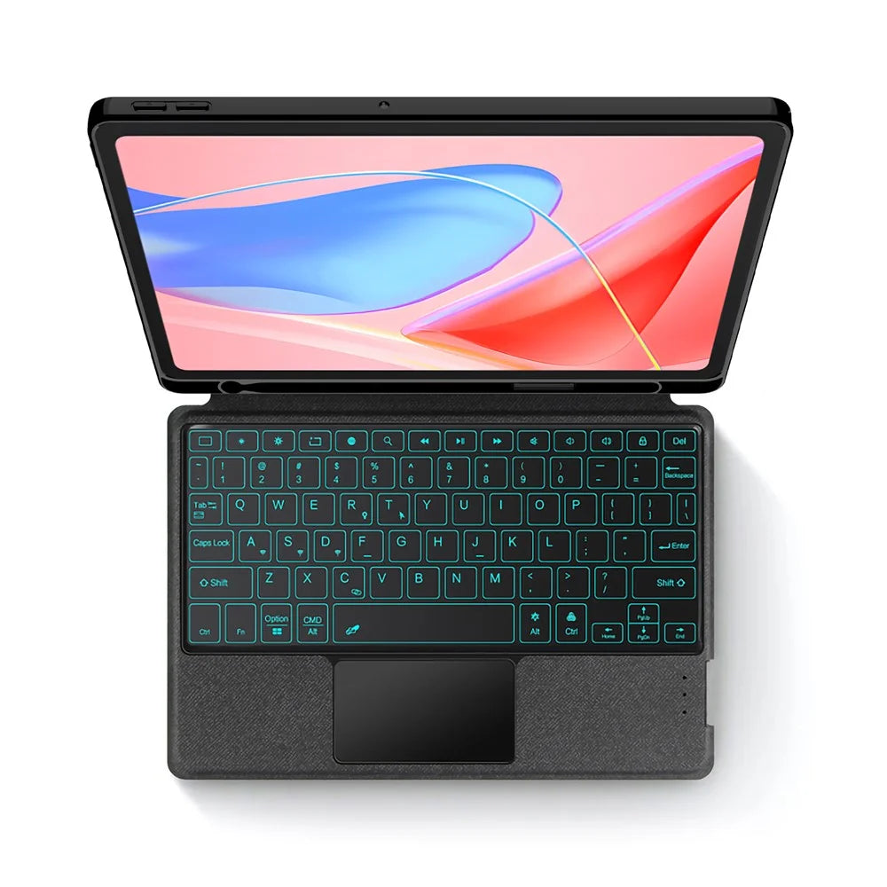 For Lenovo Tab 10.1 (2025) TB311XU2  /  Zhaoyang K10C Leather Case + Bluetooth-Compatible Keyboard with Backlight Trackpad - 2
