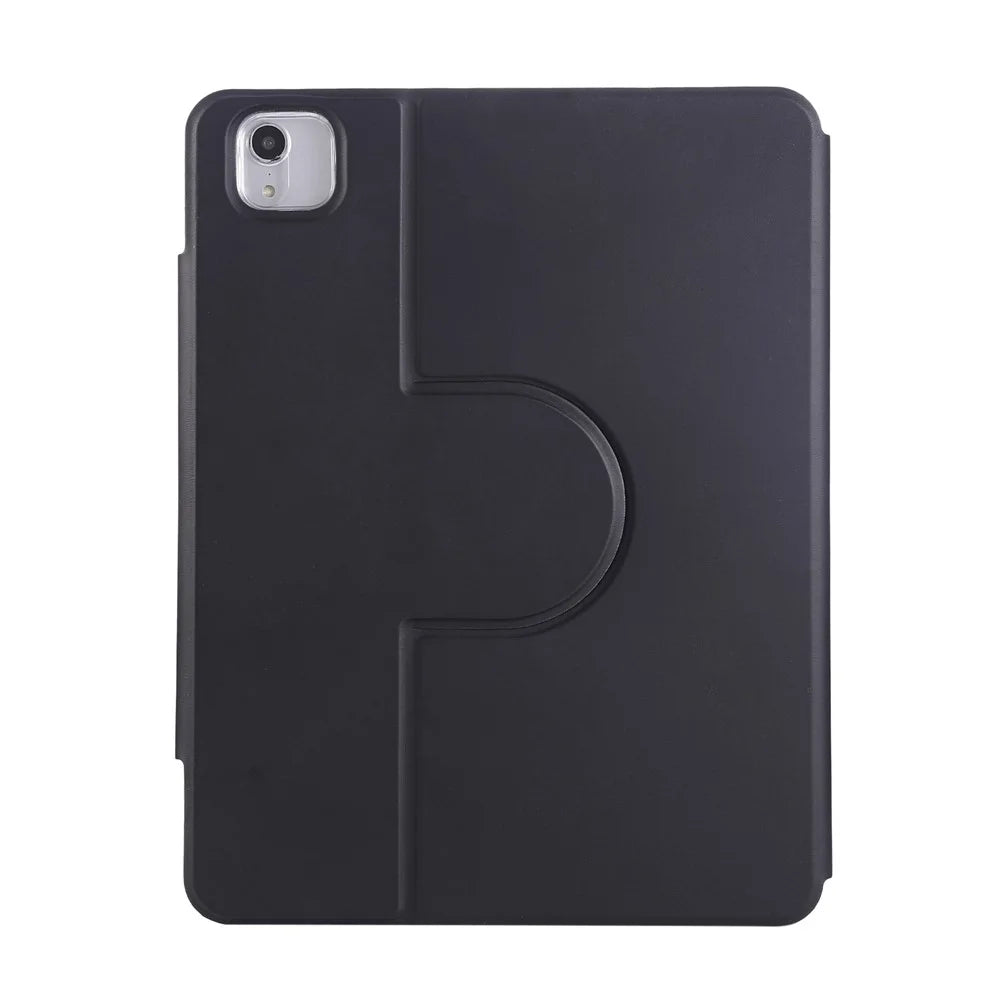 For iPad (2025)  /  10.9 (2022) Case Magnetic Detachable Rotating Stand Acrylic + Leather Tablet Cover - Black - 2