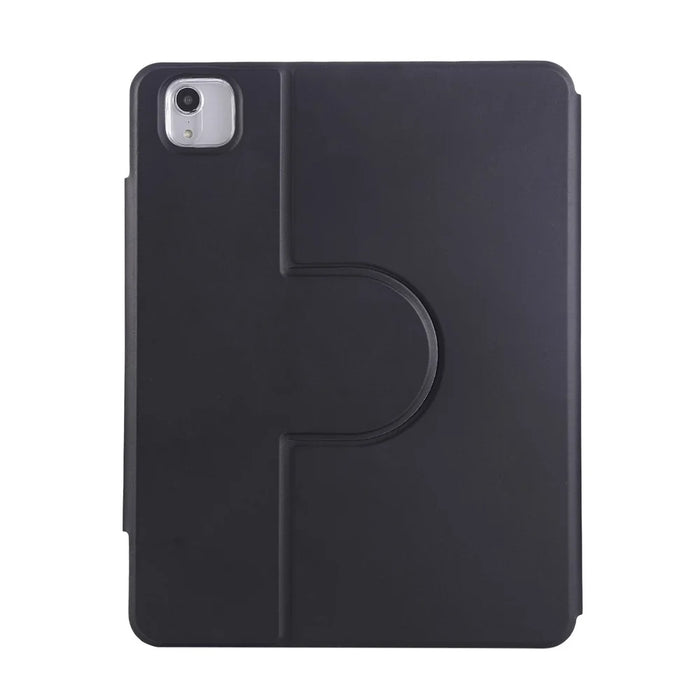 For iPad (2025)  /  10.9 (2022) Case Magnetic Detachable Rotating Stand Acrylic + Leather Tablet Cover - Black - 2