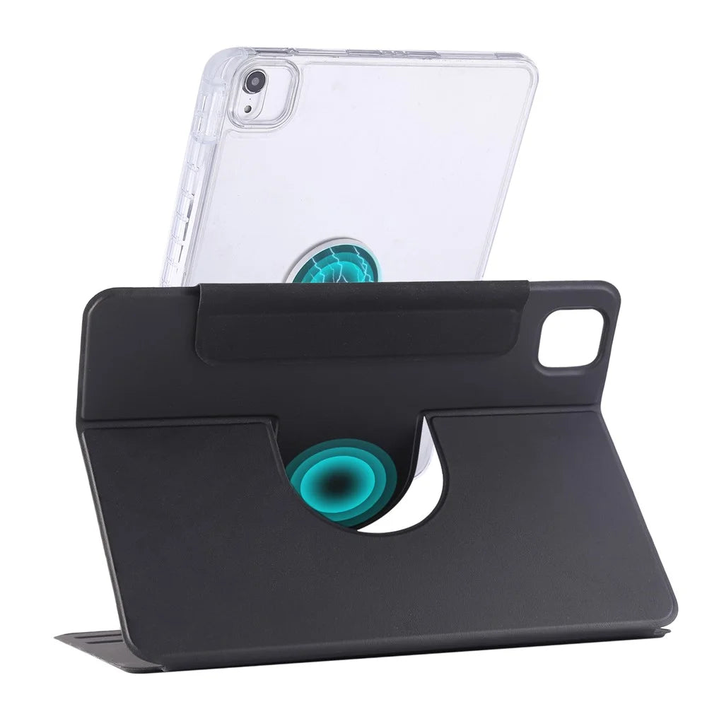 For iPad (2025)  /  10.9 (2022) Case Magnetic Detachable Rotating Stand Acrylic + Leather Tablet Cover - Black - 6
