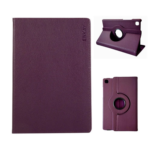 ENKAY HAT PRINCE For Samsung Galaxy Tab A7 Lite 8.7-inch Tablet Case   Litchi Texture PU Leather Cover Stand - Dark Purple - 1