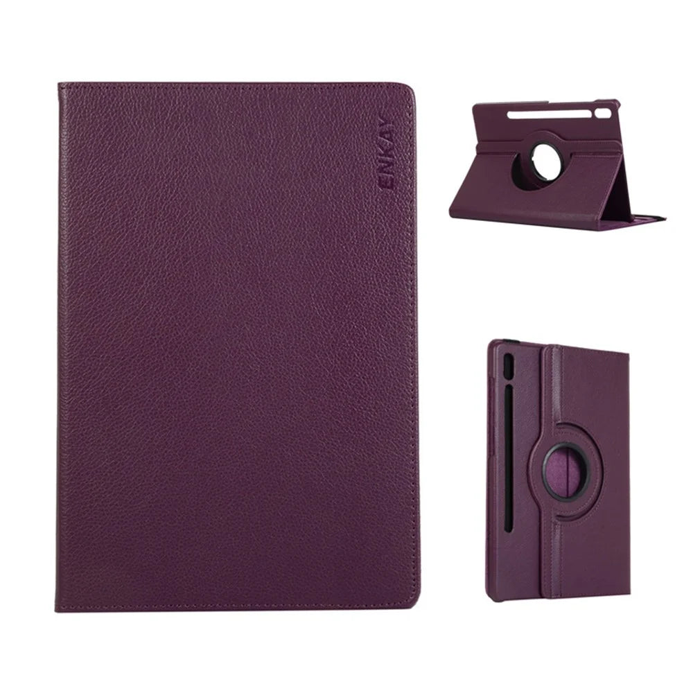 ENKAY HAT PRINCE For Samsung Galaxy Tab S9 FE+ / Galaxy Tab S9+ / Galaxy Tab S10+ Tablet Case   Litchi Texture PU Leather Cover Stand - Dark Purple - 1