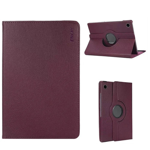ENKAY HAT PRINCE For Samsung Galaxy Tab A9+ Tablet Case   Litchi Texture PU Leather Cover Stand - Dark Purple - 1