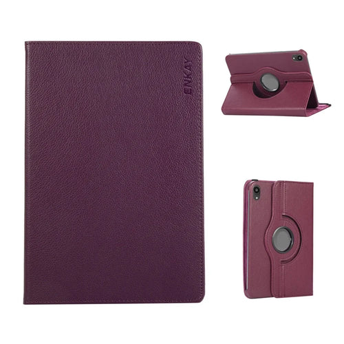 ENKAY HAT PRINCE For iPad mini (2024) / iPad mini (2021) Tablet Case   Litchi Texture PU Leather Cover Stand - Dark Purple - 1