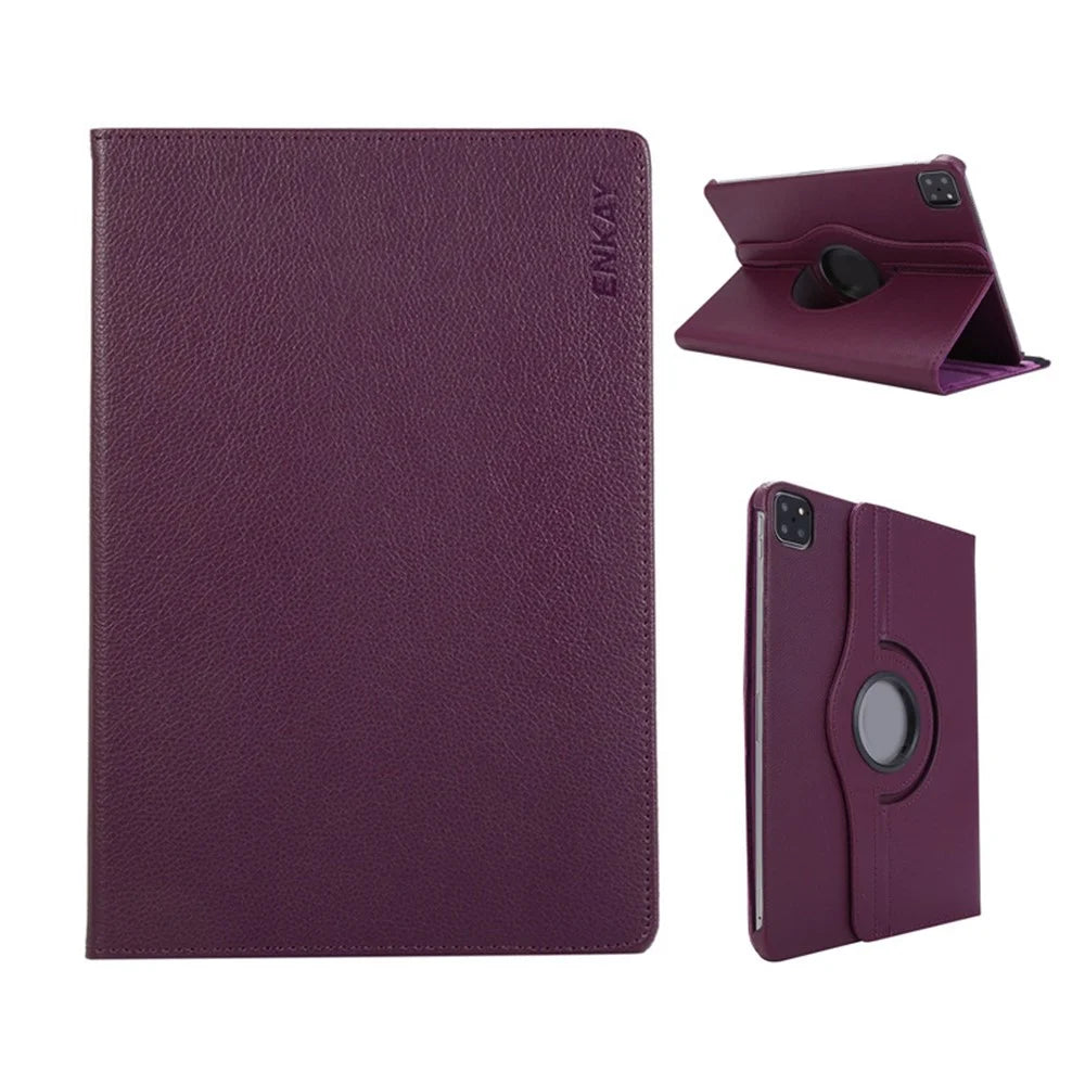 ENKAY HAT PRINCE For iPad Air 11 (2026) / (2025) / (2024) / Air (2022) / (2020) / Pro 11 (2022) / (2021) / (2020) / (2018) Tablet Case   Litchi Texture PU Leather Cover Stand - Dark Purple - 1