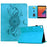 Tablet Case for iPad 10.2 (2021) / (2019) / (2020) / Air 10.5 inch (2019 / Pro 10.5-inch (2017) Mandala Imprinted Leather Cover with Card Slots - Sky Blue - 1