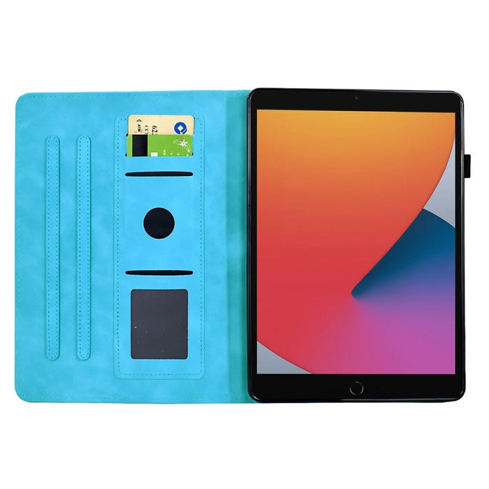Tablet Case for iPad 10.2 (2021) / (2019) / (2020) / Air 10.5 inch (2019 / Pro 10.5-inch (2017) Mandala Imprinted Leather Cover with Card Slots - Sky Blue - 2