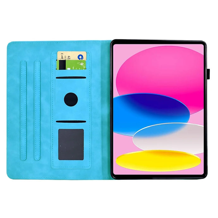 For iPad (2025) / 10.9 (2022) Case Mandala Imprinted Leather Tablet Cover with Card Slots - Sky Blue - 2