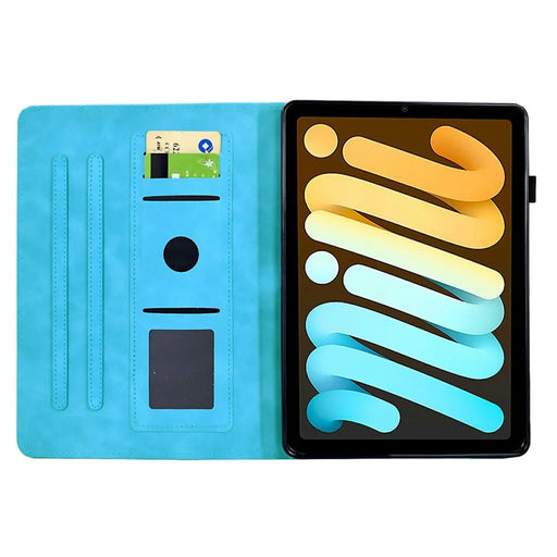 For iPad mini (2024) / (2021) Case Mandala Imprinted Leather Tablet Cover with Card Slots - Sky Blue - 2