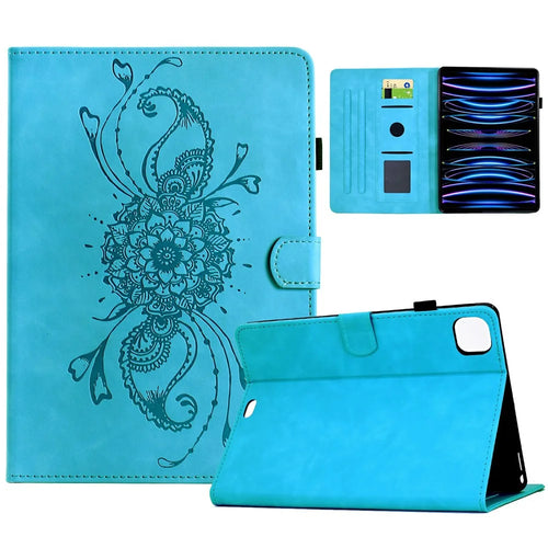 Leather Case For iPad Air 11 (2026) / (2025) / (2024) / Air (2022) / (2020) / Pro 11 (2022) / (2021) / (2020) / (2018) Mandala Tablet Cover with Card Slots - Sky Blue - 1