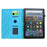 For Amazon Fire 7 (2022) Case Mandala Imprinted Leather Tablet Cover with Card Slots - Sky Blue - 2