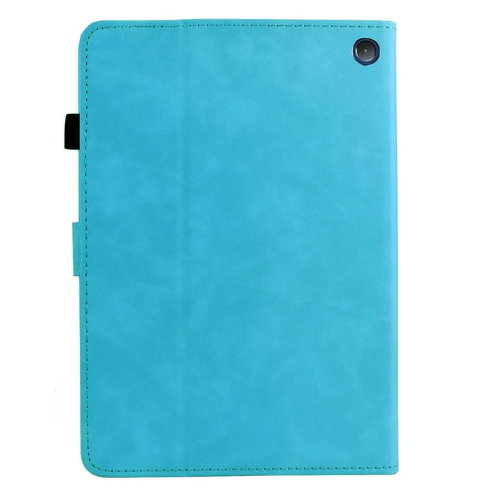 For Amazon Fire 7 (2022) Case Mandala Imprinted Leather Tablet Cover with Card Slots - Sky Blue - 7