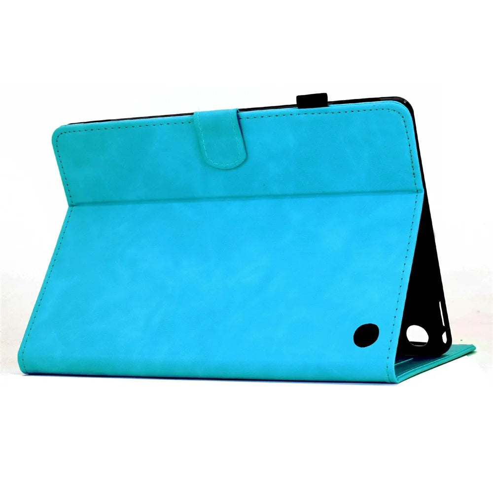 For Amazon Fire HD 8 (2022) / (2020) Case Mandala Imprinted Leather Tablet Cover with Card Slots - Sky Blue - 3