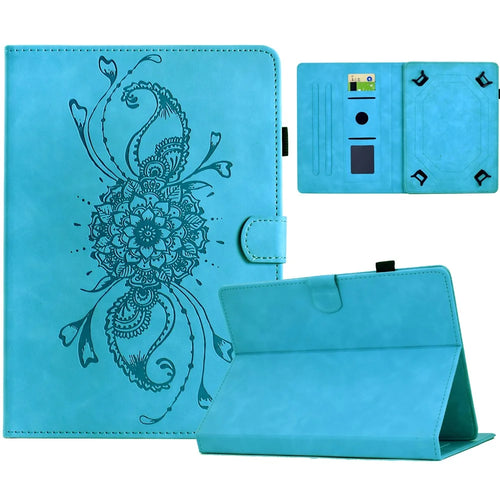 Universal 8 inch Tablet Case Mandala Imprinted Leather Tablet Cover with Card Slots - Sky Blue - 1