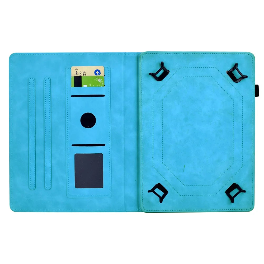 Universal 8 inch Tablet Case Mandala Imprinted Leather Tablet Cover with Card Slots - Sky Blue - 2
