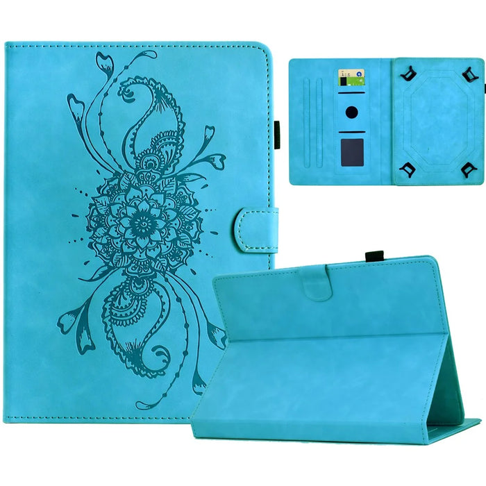 Universal 10 inch Tablet Case Mandala Imprinted Leather Tablet Cover with Card Slots - Sky Blue - 1