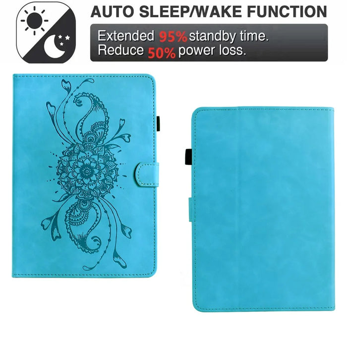 Universal 10 inch Tablet Case Mandala Imprinted Leather Tablet Cover with Card Slots - Sky Blue - 5