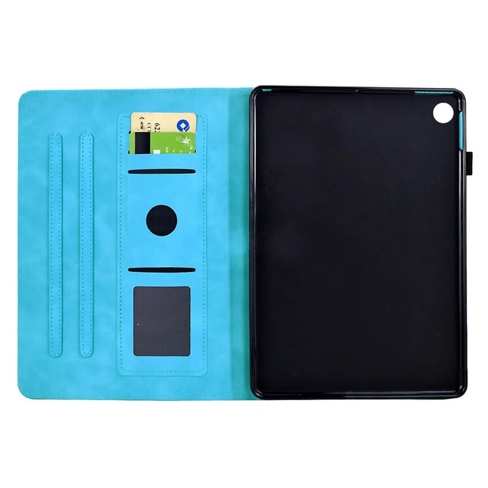 For Samsung Galaxy Tab A9 Case Mandala Imprinted Leather Tablet Cover with Card Slots - Sky Blue - 2