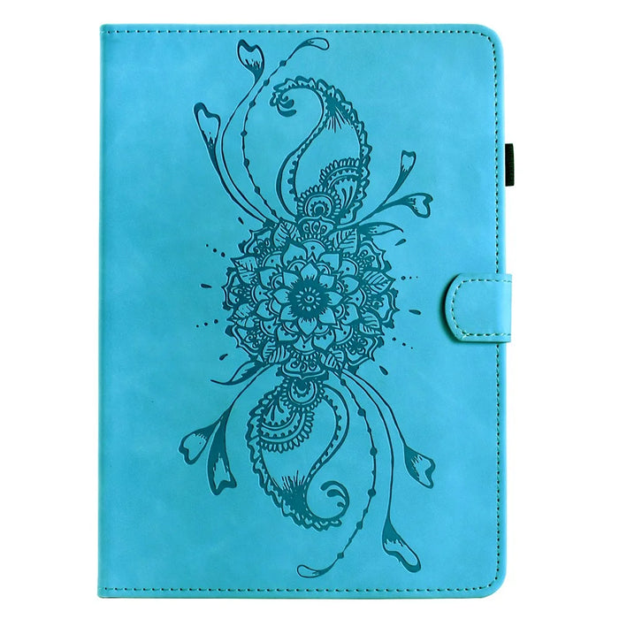 For Lenovo Tab M9 TB-310FU Case Mandala Imprinted Leather Tablet Cover with Card Slots - Sky Blue - 6