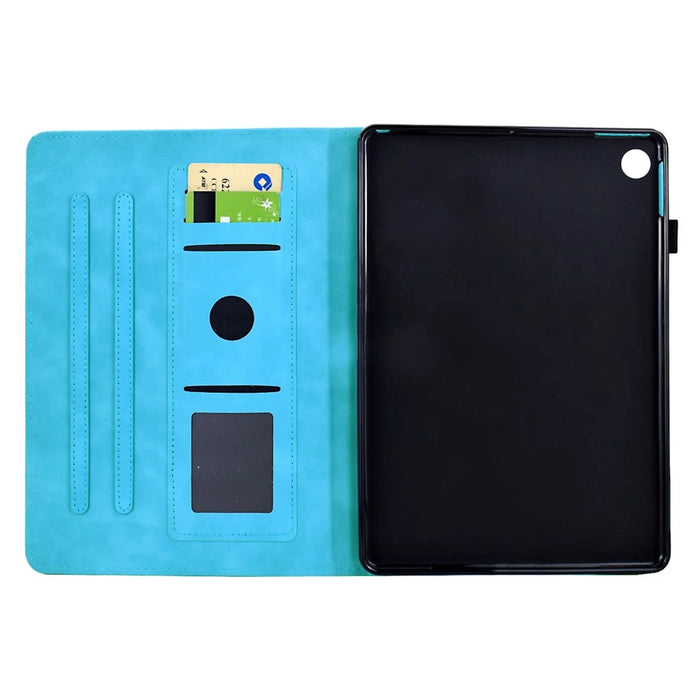 For Lenovo Tab M10 Plus (3rd Gen) Case Mandala Imprinted Leather Tablet Cover with Card Slots - Sky Blue - 2