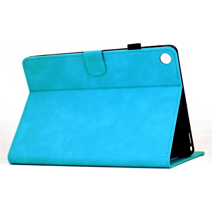 For Lenovo Tab M10 Plus (3rd Gen) Case Mandala Imprinted Leather Tablet Cover with Card Slots - Sky Blue - 3