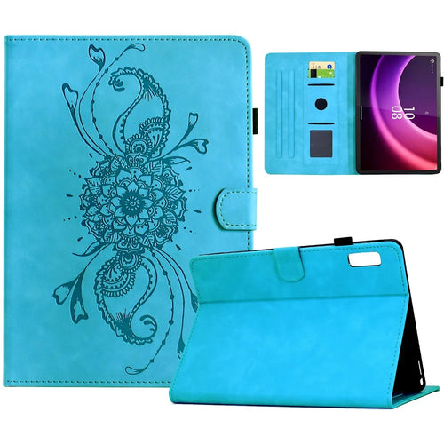 For Lenovo Tab P11 Gen 2 / Xiaoxin Pad Plus (2023) Case Mandala Imprinted Leather Tablet Cover with Card Slots - Sky Blue - 1