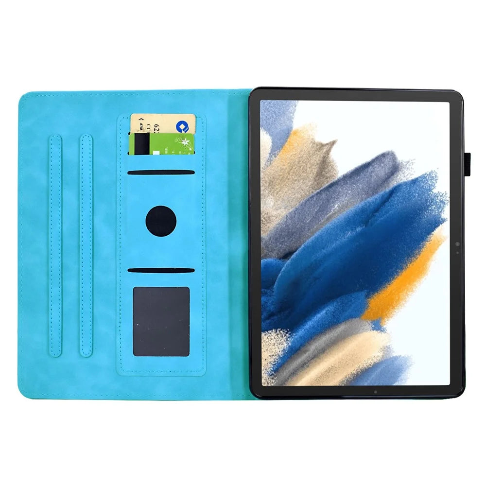 For Samsung Galaxy Tab A8 10.5 (2021) X200 / X205 Case Mandala Imprinted Leather Tablet Cover with Card Slots - Sky Blue - 2