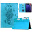 For Samsung Galaxy Tab S9 / Tab S9 FE Case Mandala Imprinted Leather Tablet Cover with Card Slots - Sky Blue - 1