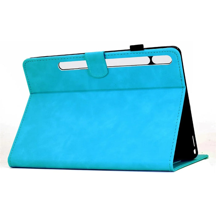 For Samsung Galaxy Tab S9 / Tab S9 FE Case Mandala Imprinted Leather Tablet Cover with Card Slots - Sky Blue - 3