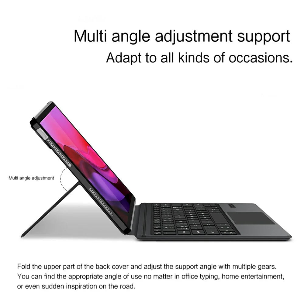 For Lenovo Yoga Pad Pro Leather Case + Touchpad Bluetooth-Compatible Keyboard (without Backlit) - 5