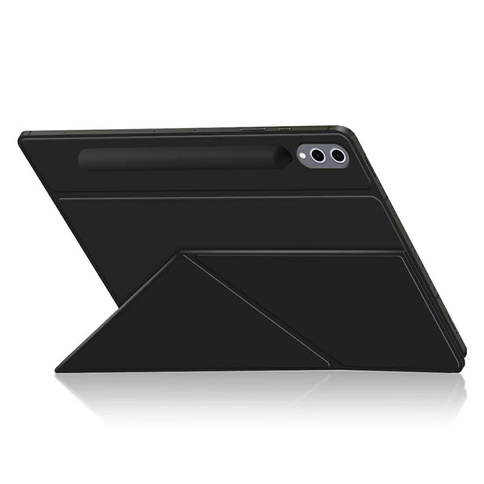 For Samsung Galaxy Tab S8+  /  S7+ Case Origami Stand PU Leather Magnetic Tablet Cover - Black - 2