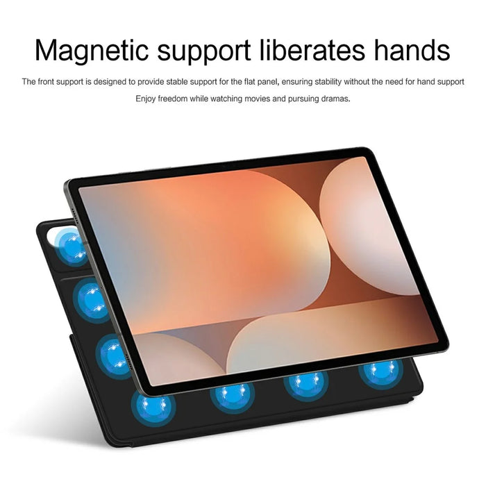 For Samsung Galaxy Tab S8+  /  S7+ Case Origami Stand PU Leather Magnetic Tablet Cover - Black - 6