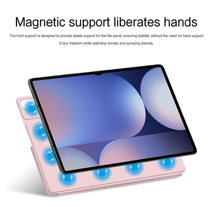 For Samsung Galaxy Tab S8 Ultra Case Origami Stand PU Leather Magnetic Tablet Cover - Pink - 6