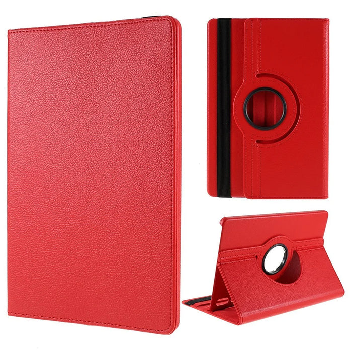 For Samsung Galaxy Tab S10 FE+ Case Rotating Stand PU Leather + PC Tablet Cover with Elastic Band - Red - 1