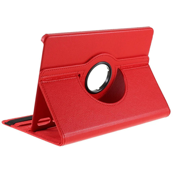 For Samsung Galaxy Tab S10 FE+ Case Rotating Stand PU Leather + PC Tablet Cover with Elastic Band - Red - 2