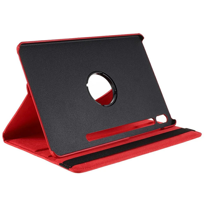 For Samsung Galaxy Tab S10 FE+ Case Rotating Stand PU Leather + PC Tablet Cover with Elastic Band - Red - 3