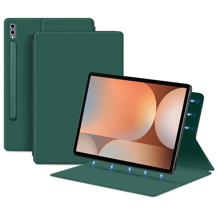 For Samsung Galaxy Tab S10+ Case Stand Magnetic Leather Tablet Cover with Auto Sleep  /  Wake - Green - 1
