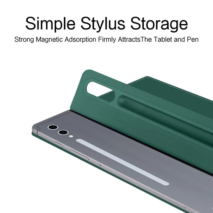 For Samsung Galaxy Tab S10+ Case Stand Magnetic Leather Tablet Cover with Auto Sleep  /  Wake - Green - 6