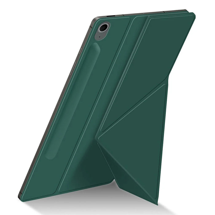 For Samsung Galaxy Tab S10 FE+ Case Origami Stand PU Leather Magnetic Tablet Cover - Green - 3